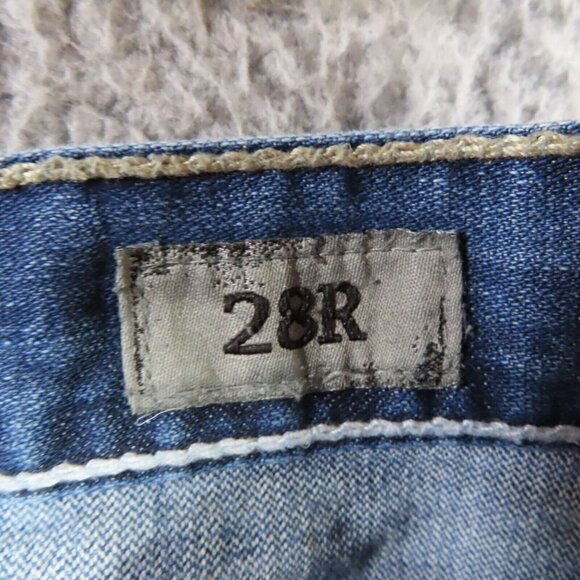 BKE‎ Carter Mens 28 R Light Blue Denim Jeans Mid Rise Ripped Cotton Button Zip - Picture 10 of 16